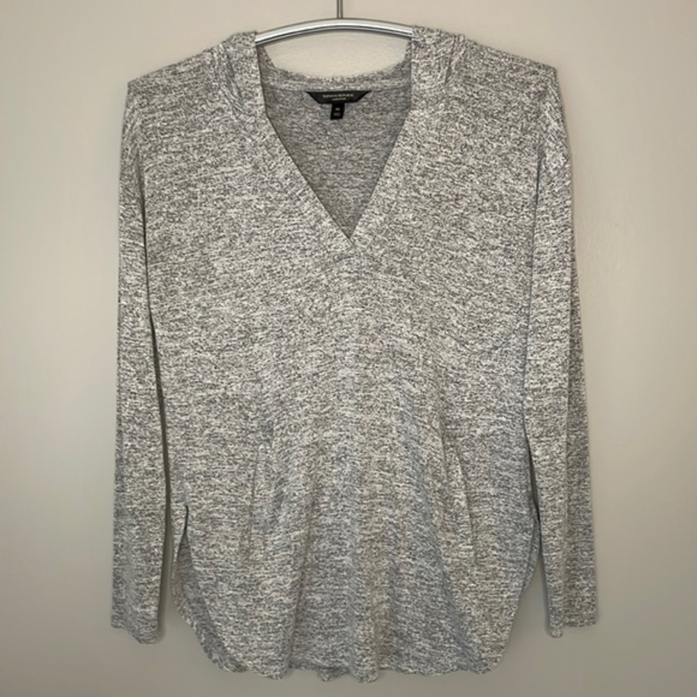 BANANA REPUBLIC | Women’s Gray BANANA REPUBLIC Hooded Long Sleeve Shirt Size XS - Picture 2 of 8
